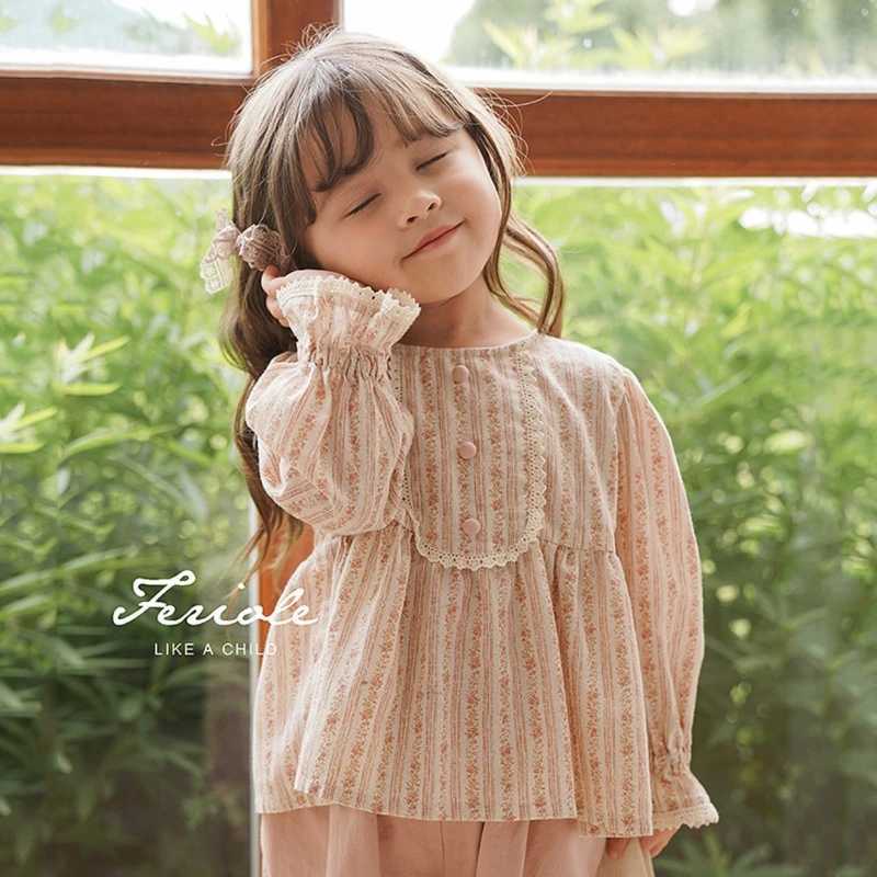 Childrens Girls Court Style Shirt Temperamental Comfortable Spring Autumn Kids Shirt French Floral Doll Shirt C251007