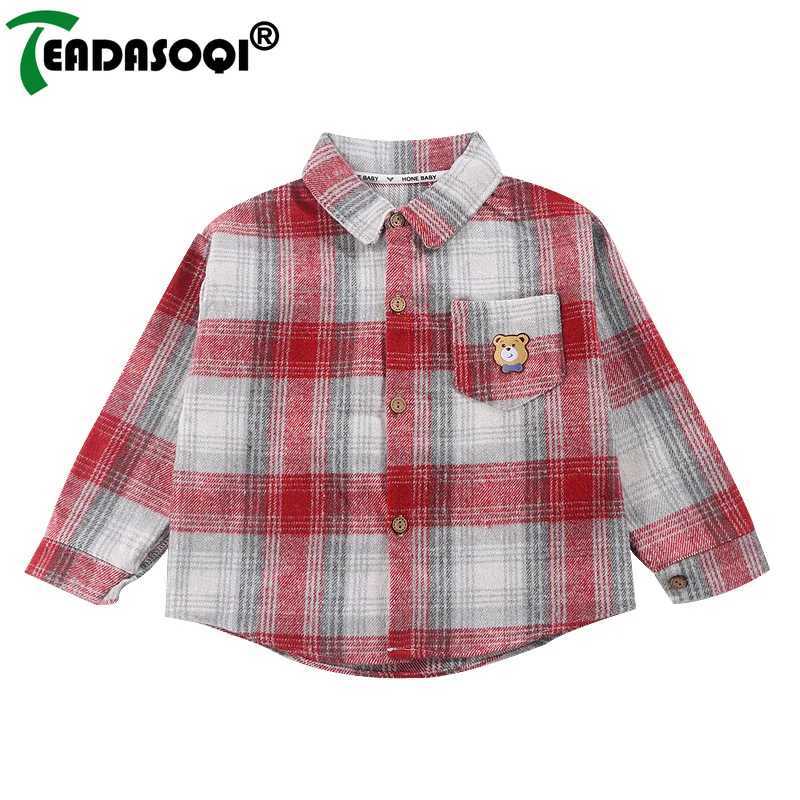29Y Childrens Plaid Shirt Clothing For Boys And Girls Autumn Winter Long Sleeve Lapel Single Breasted Cardigan Base TShirt C251007