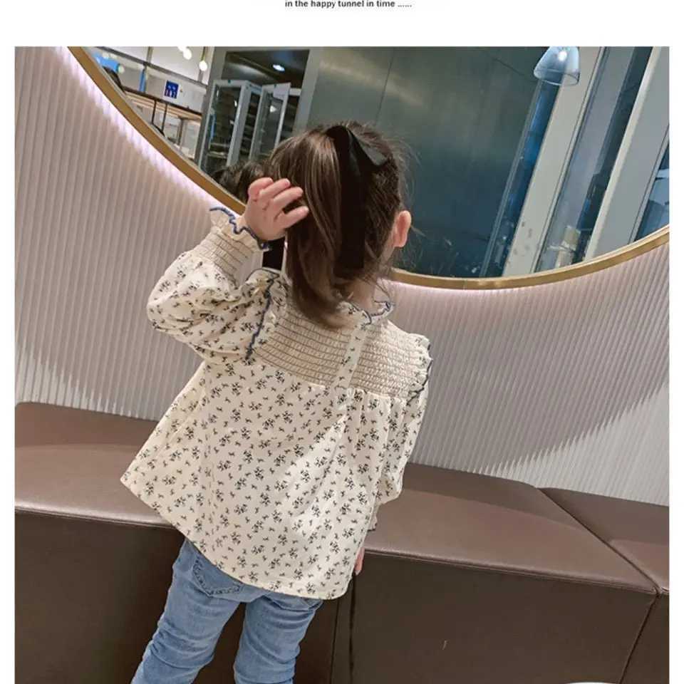 Childrens Shirts Floral Print Long Sleeve Doll Children Shirts Girls Blouse Kids Clothes for 2 To 7 Years Toddler Girl Clothes C251007