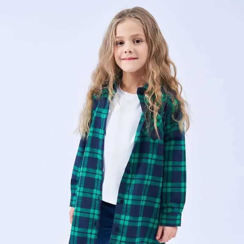 Girls Shirts 2025 Spring Autumn Plaid Shirts for Kids Children Jackets Teenager Jackets Long Style Baby Windbreaker Outerwear C251007