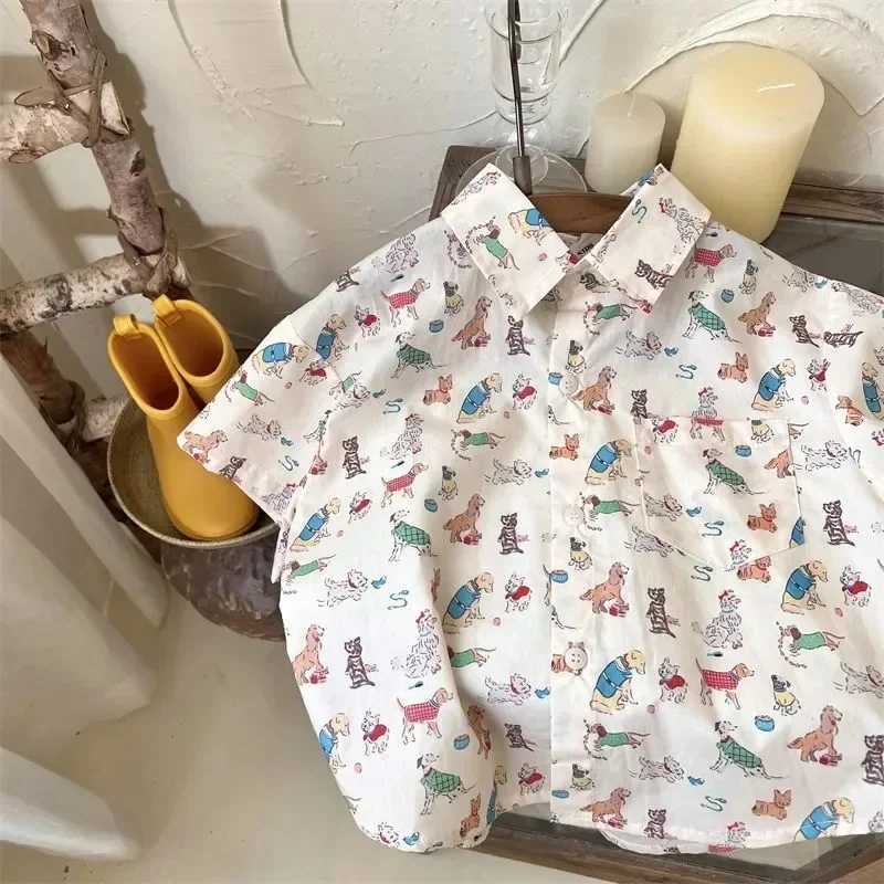 Korean Summer Children Boys Polo Shirt Cotton Cartoon Embroidery Short Sleeve Kids Boys Top All Print Babys Boy Tee 16Y Boy Top C251007