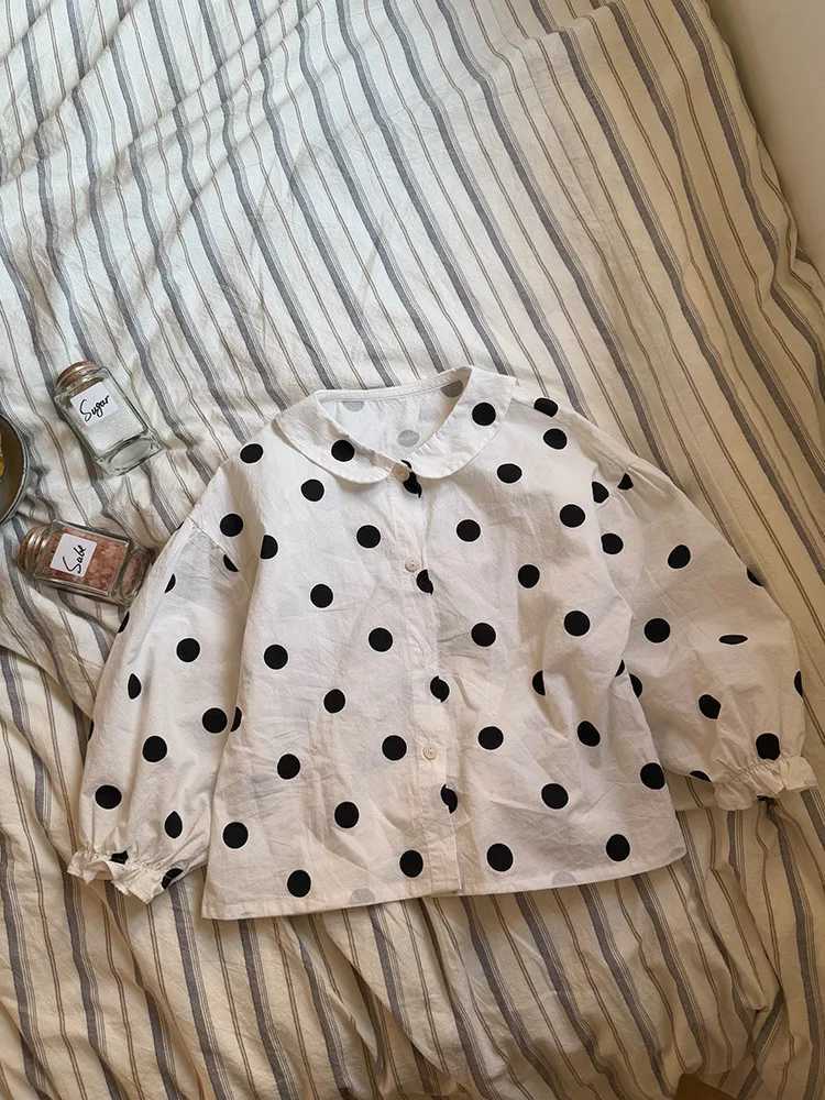 Polka Dot Shirt 2025 Spring and Summer New Fashionable Cute Fun Vintage Allmatch Polka Dot Long Sleeve Collar Shirt C251007