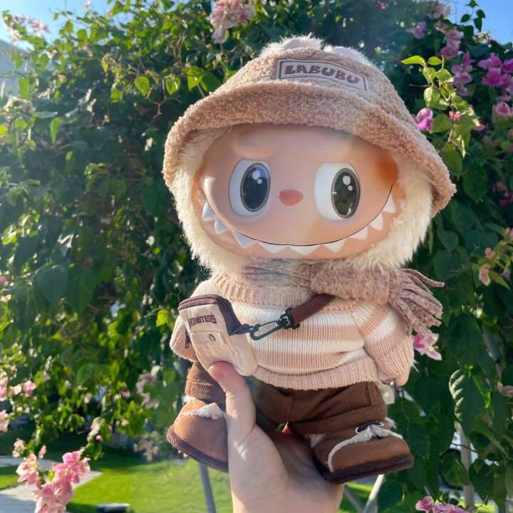 38Cm Big Labubu Doll Dress Be Latte Vinyl Plush Doll Action Figure Original Overalls Stuffed Toy Figurine Bust Pop In Stock