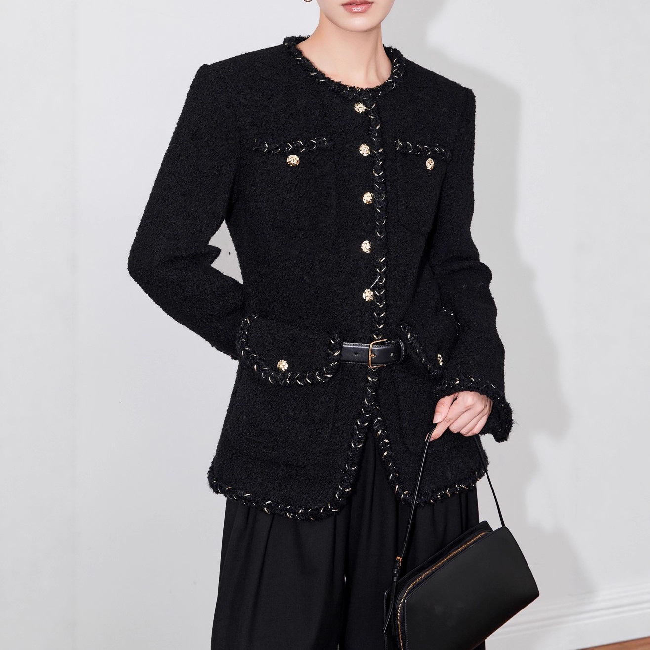 2025 Fashion Design Women's design Black Floral Coat Autumn/Winter Designer Jacket Coarse Fur Short Coat Winter New Luxury Jacket