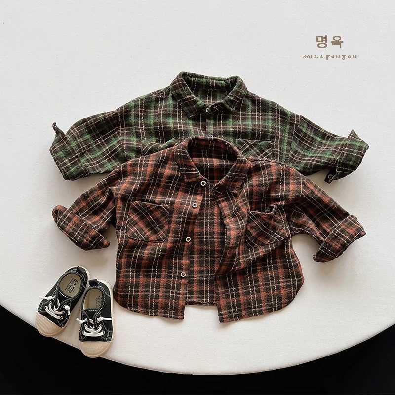 Childrens personalized trendy childrens shirts 2025 spring and autumn new boys and girls Korean childrens longsleeved shirts C251007