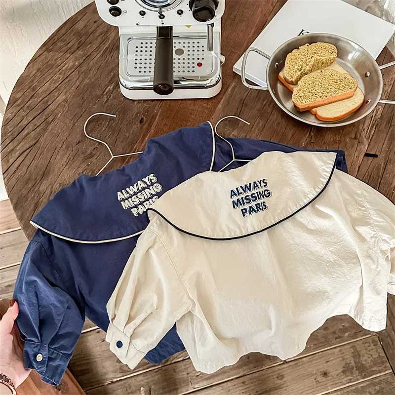Spring Korean Style Baby Girls Cute Blouses Letters Printed Long Sleeve Loose Tops Children Casual Shirts C251007