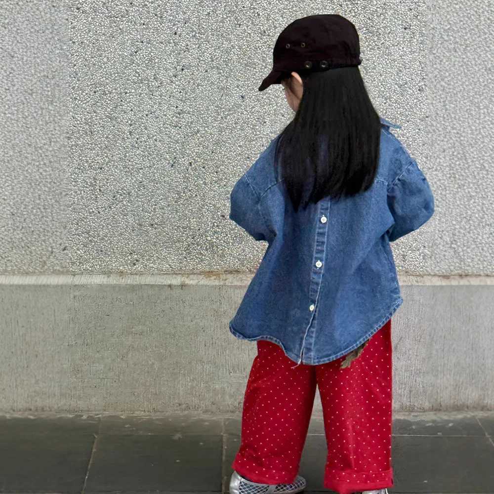 2025 Autumn New Boys and Girls Korean Version Casual Childrens Denim Shirt Jacket Loose Button Jacket Denim Shirt C251007