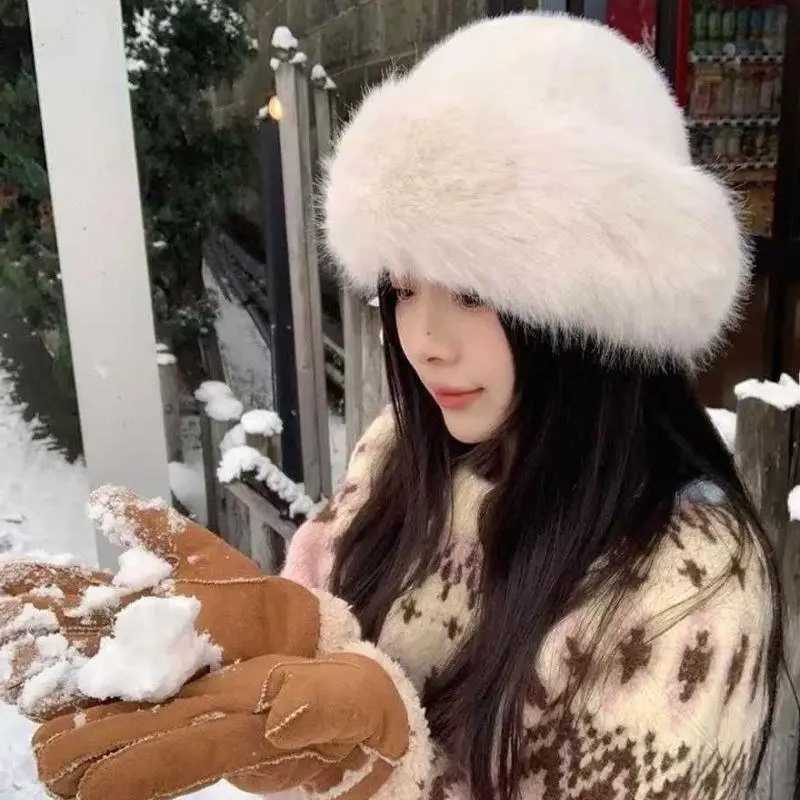 Hot Winter Womens Warm Hat Thick Velvet Imitation Fur Fashion Fisherman Hat Outdoor Windproof Ear Protection Hat Mongolian Hat Z251007