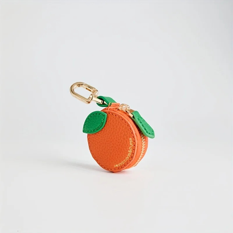 Orange Fruit Charm coin purse cute key chain mini pouch Wallet gift for Airtag girl women 2025 spring summer 250930