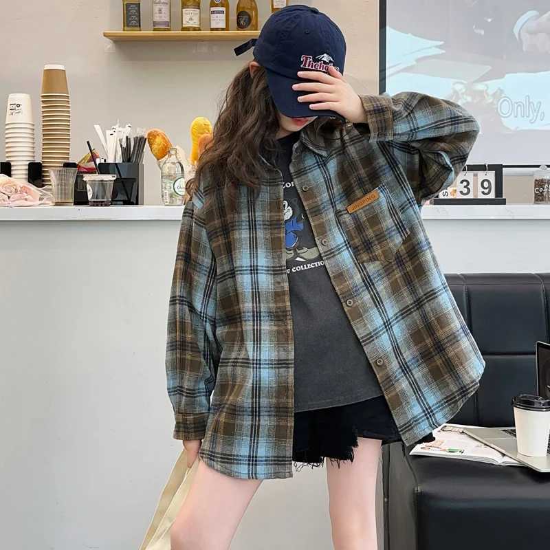 Korean Kids Autumn Long Sleeve Plaid Blouse for Girls Outfit Clothing Tops Children Baby Clothes School Uniform Shirt Outerwear C251007