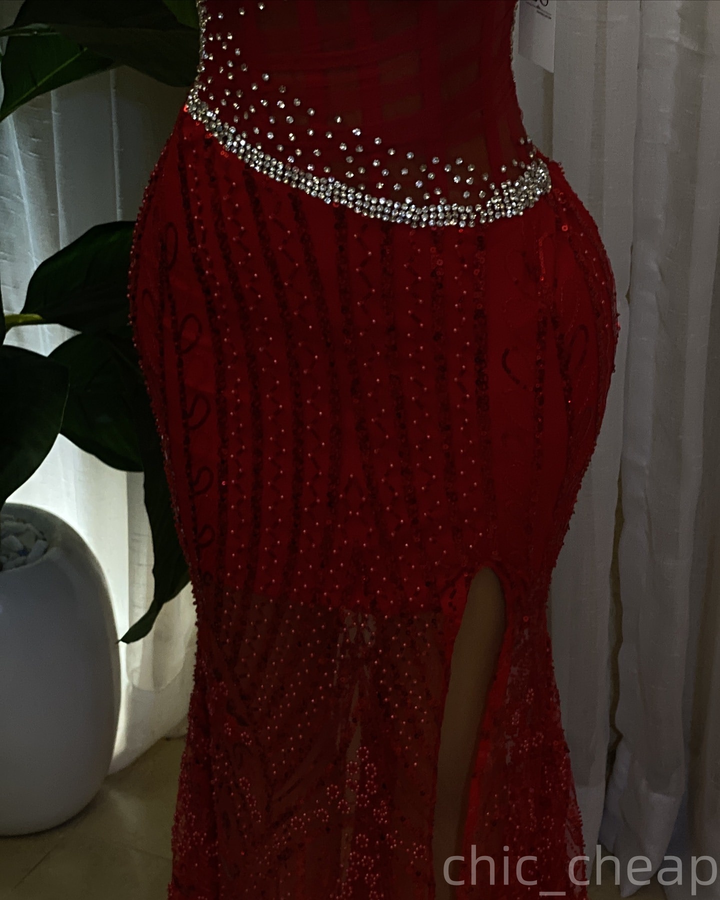 Red Mermaid Prom Dresses 2025 Crystals Sheer Neck Sequined Lace Evening Formal Party Second Birthday Engagement Gowns Plus Size Dress For Special Occa
