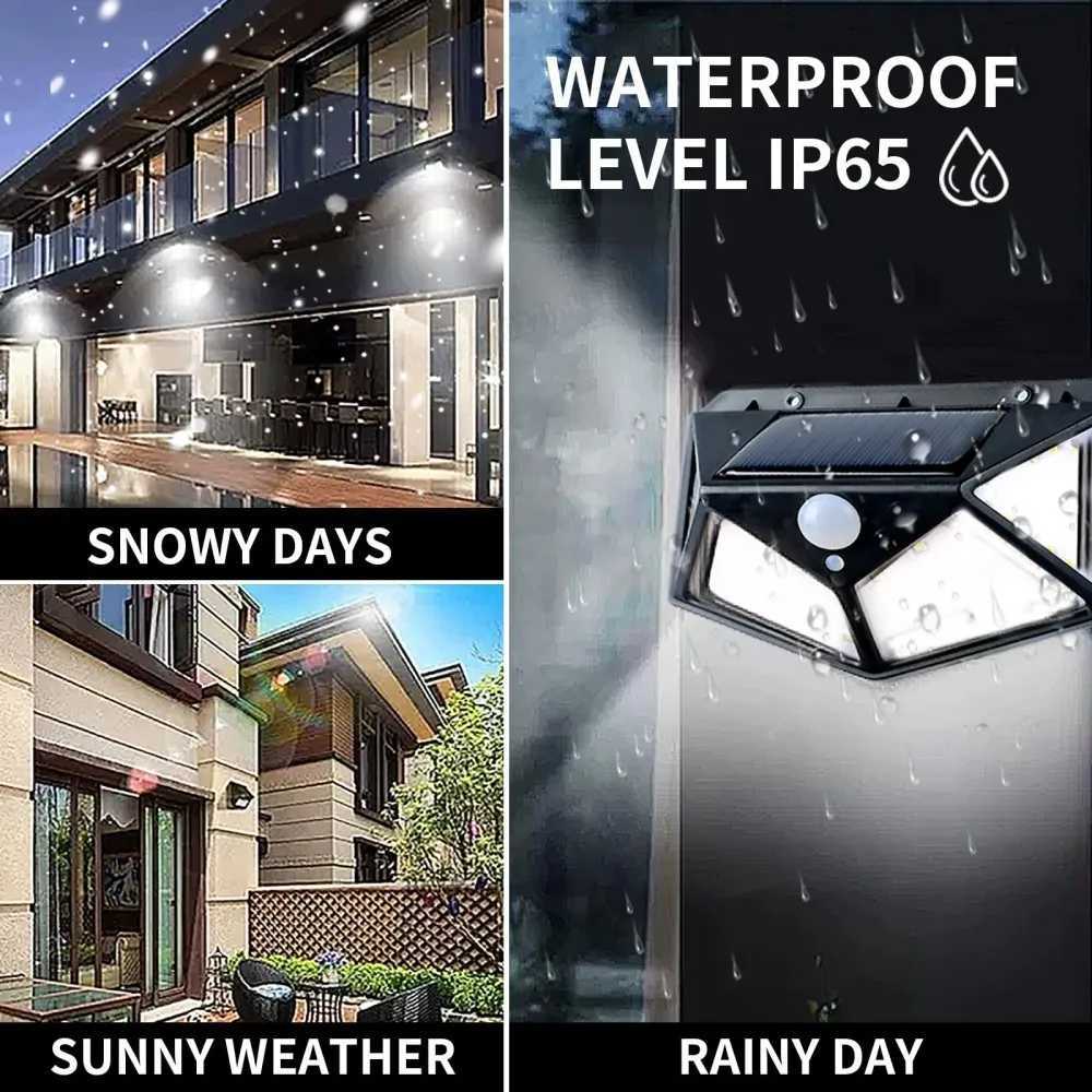 Solar Light Outdoor 100 LED Solar Lights with Motion Sensor 3000LM Waterproof IP65 Solar Powered Wall Light for Garden Yard Path C251007