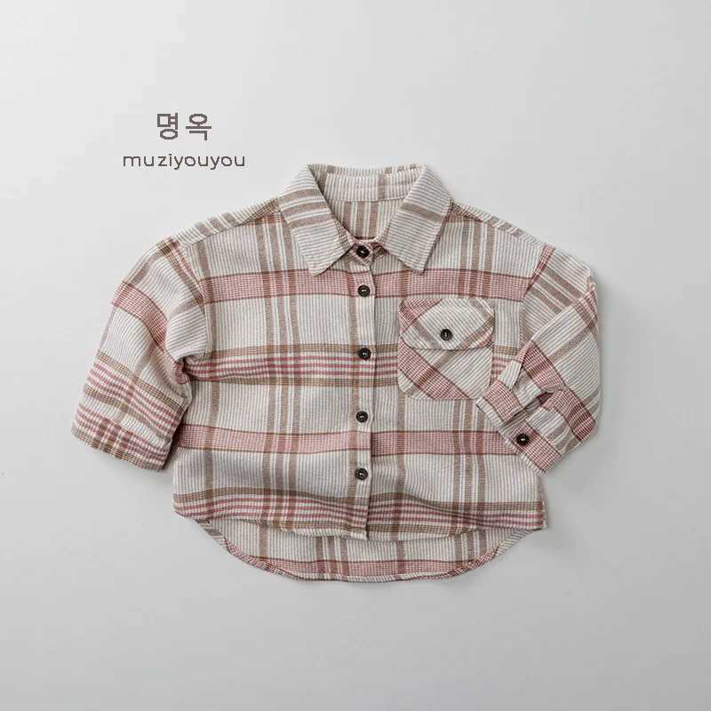 Spring Autumn Children Shirts 18Y Boys Cotton Plaid Pockets Casual Long Sleeve Tops Korean Toddler Wear For Kids Clothing New C251007