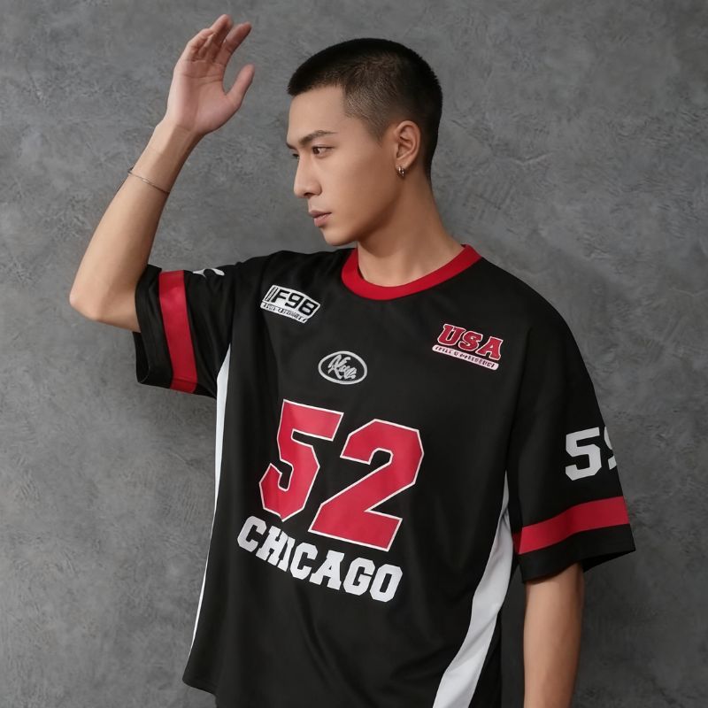 Vintage Inspired Logo & American Emblem Loosely Fitted Crewneck Shirt for Men-12