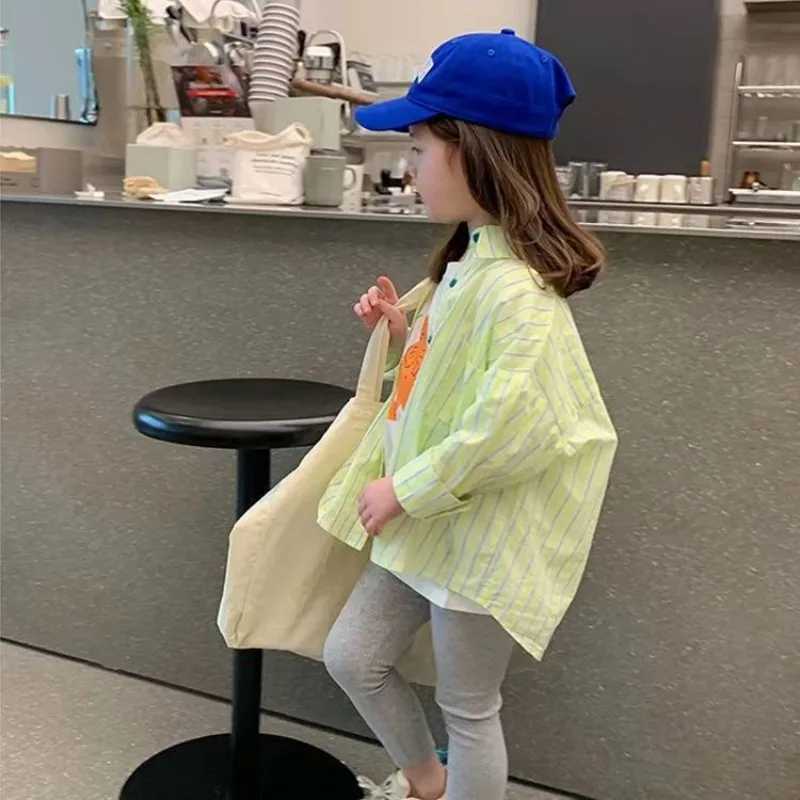 Childrens Shirt Sunscreen Jacket 2025 New Western Style Striped Shirt Boys and Girls Long Sleeve Versatile Cotton Top Coat C251007
