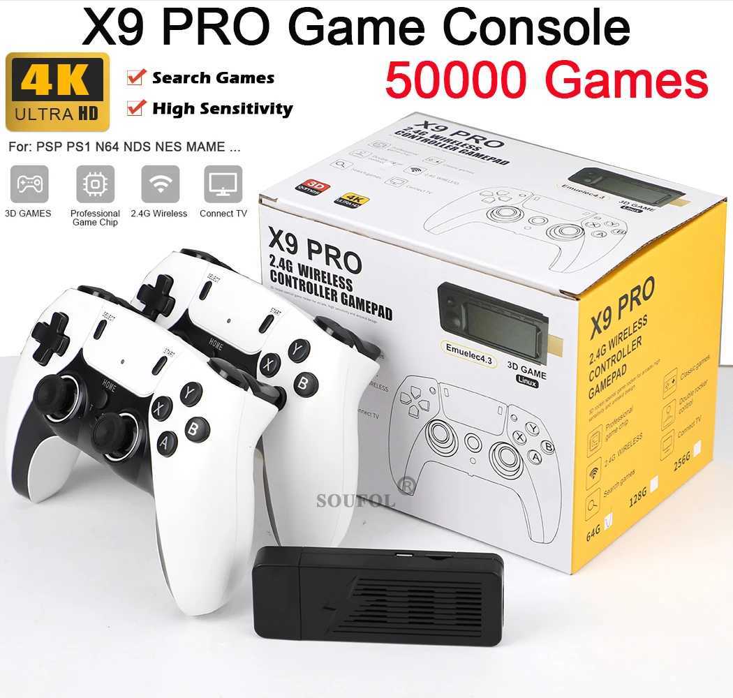 2025 NEW X9 PRO Game Stick 4K TV Video Game Console 3D Games For PSPPS1N64NDS 50Simators 50000 Retro Gaming D251007