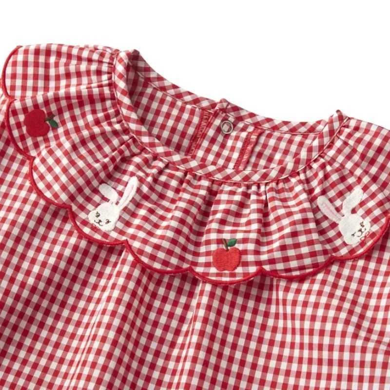 Girls Clothes Spring and Autumn Childrens Cartoon Rabbit Embroidery Lace Collar Long Sleeve Shirt Underwear C251007