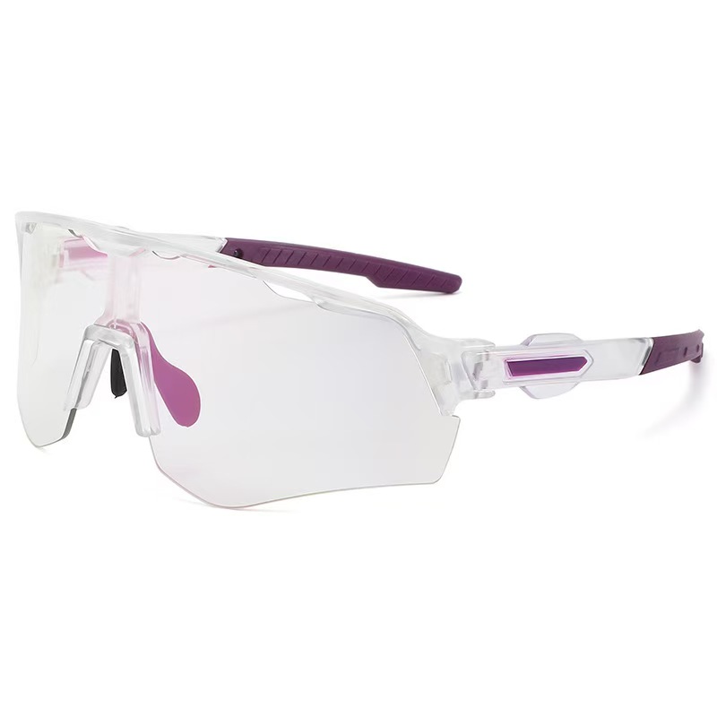 Outdoor cycling large frame color changing sunglasses, windproof sports glasses, men's and women's hiking sunglasses, fishing sunglasses