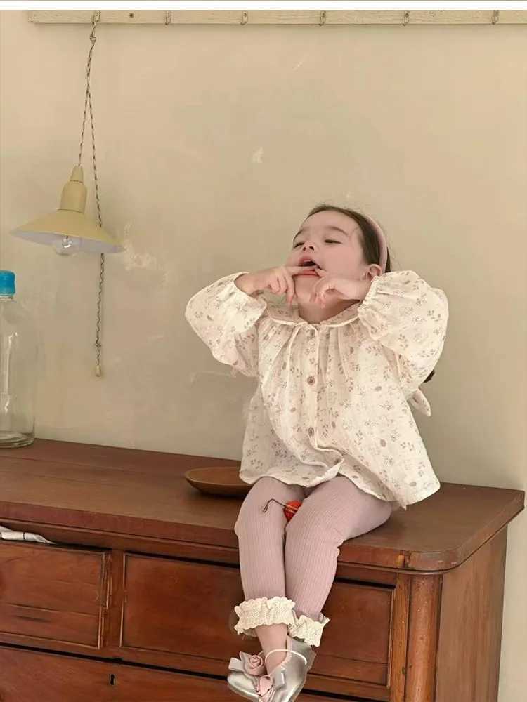 Baby Girls Autumn Tops Flower Rabbit Printed Peter Pan Collar Kids Baby Girls Tshirts Knitted Elastic Waist Toddler Girls Pants C251007