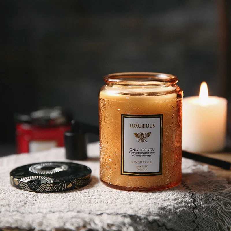 Fragrant Glass Jars Smokeless Soy Wax Stree Relif Scented Candles Gift Box for Valentines Day Home Decorative 40 Hours S251103 W260303