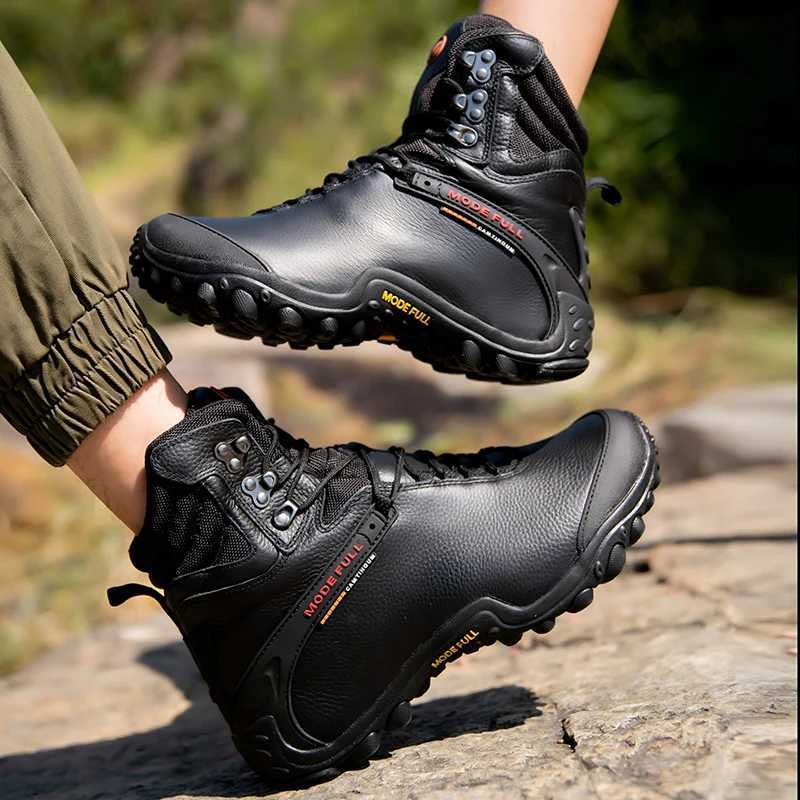 Cow Leather Men Winter Hiking Boots For Women Outdoor Waterproof Treeking Snow Shoes Climbing Mountain Hunting Walking Sneakers J251007