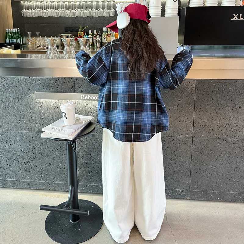 Elegant Kids Spring Autumn Blue Green Plaid Shirts For Girl Cotton Casual Long Sleeve Top School Blouses Clothing Children 514Y C251007