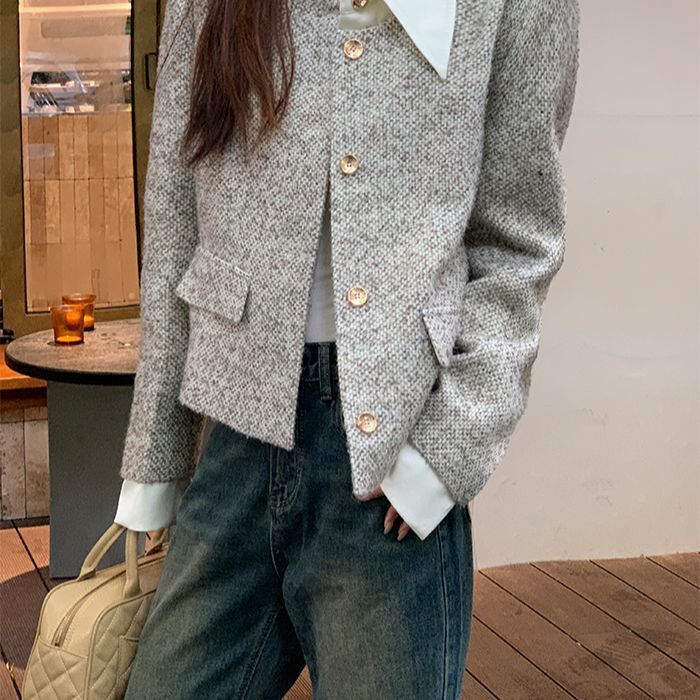 2025 autumn and winter new Polo fashion collar short designer jacket elegant coarse fur tweed high-end social top luxury
