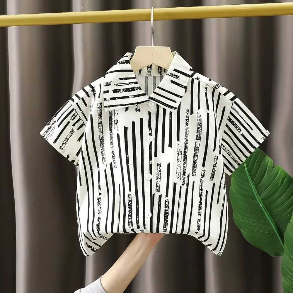 Children Top Shirt for Boy Top Shirts Lapel Collar Shirts Short Sleeve Kids Clothes Summer Tops Fashion Casual Teen Girl Clothes C251007