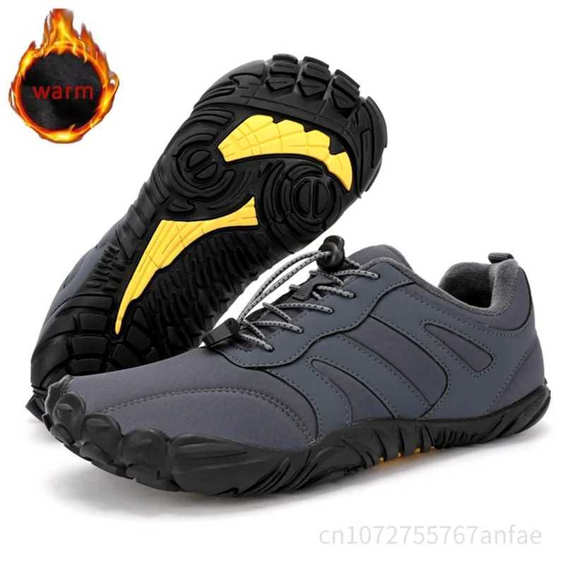 Mens Winter Warm Barefoot Shoes Waterproof Wide Toe NonSlip Rubber Sole Plush Lined Hiking Shoes Outdoor Sneakers Running Shoe J251007