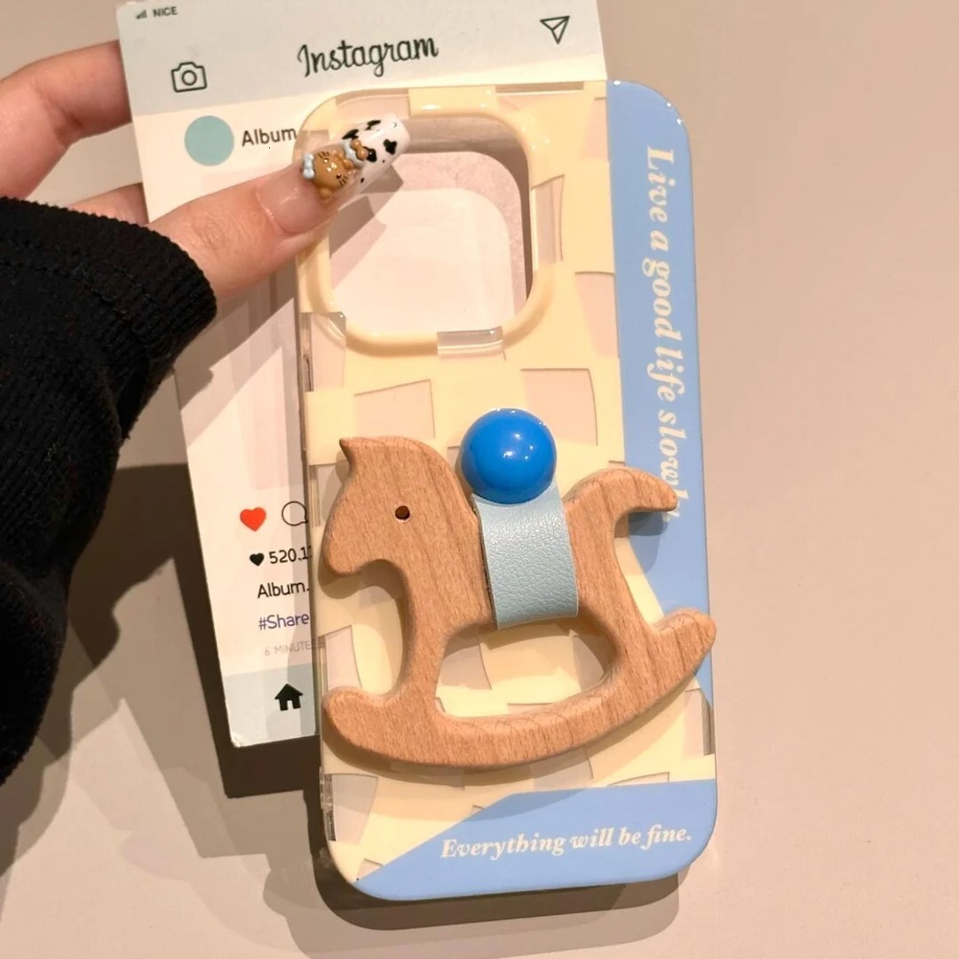 for iPhone 17 Pro Cover Protective Anti Slip Wooden Plaid Trojan Elephant Grip Cute Design Leather Touch Shockproof Case for iPhone Phone Case