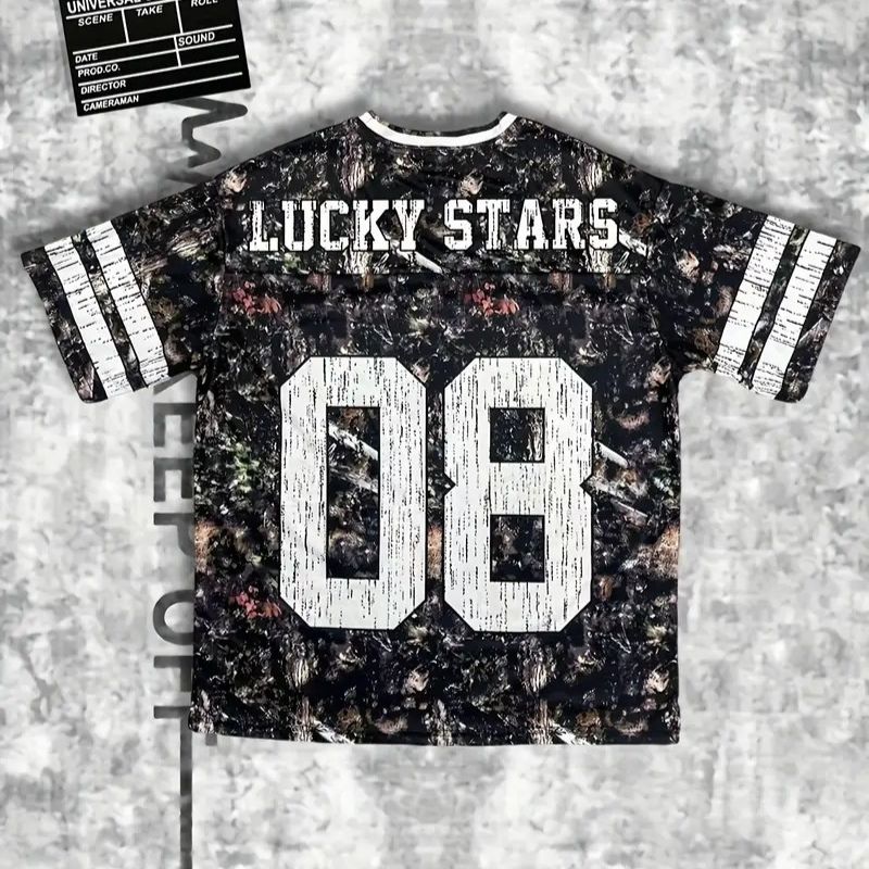 Breathable Retro-Lucky-Star Patterned Athletic Apparel for Men with Durable Printing Technology-4