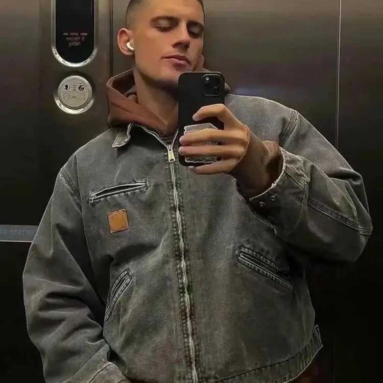 J97 Detroit American Vintage Washed Denim Tooling Jacket Canvas Jacket L251007