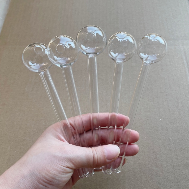 30mm ball pyrex Oil Burner Pipes Smoking Pipe with clear Mouthpiece Glass Pipe 7cm 12cm 14cm Long