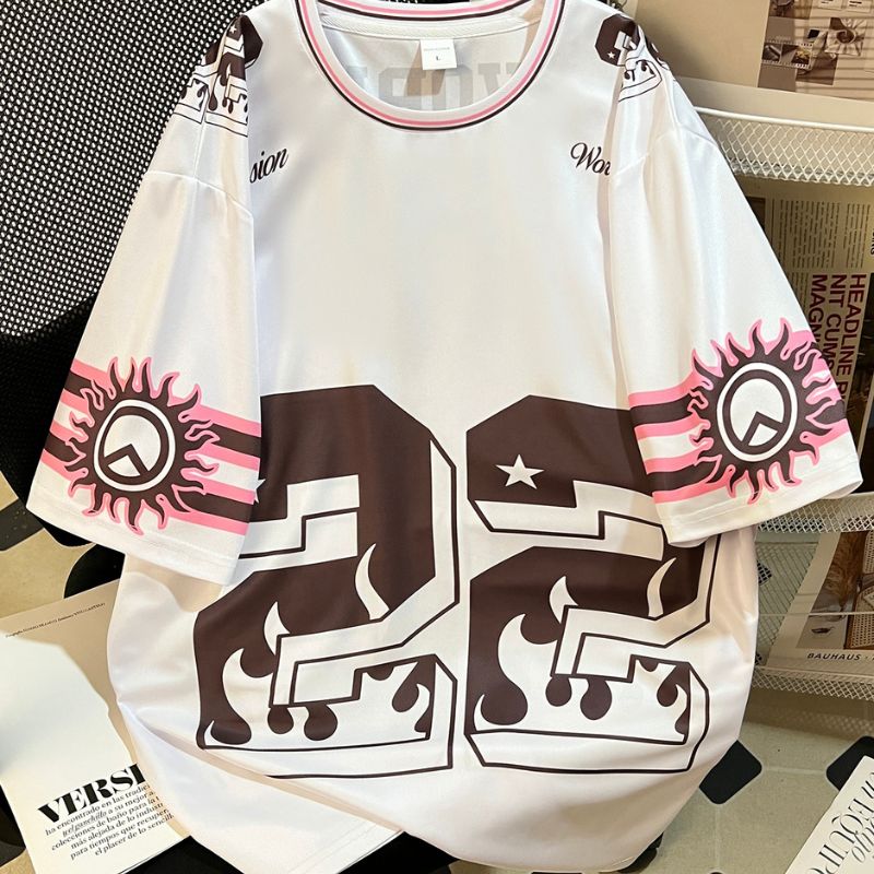 Casual American Style Tee for Men/Women Lightweight Print Design Shortsleeves-8