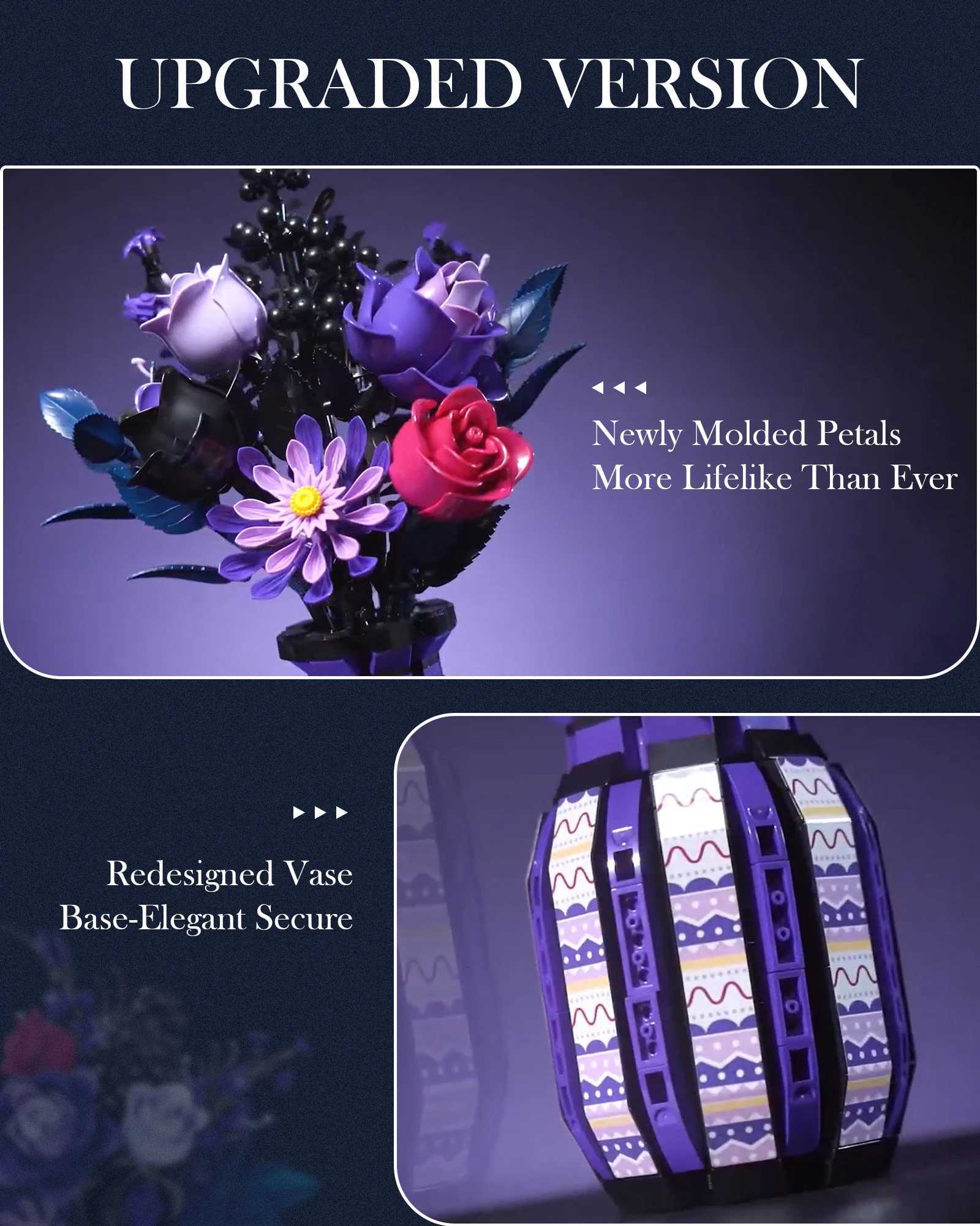 1218PCS Dark Romance Gothic Bouquet Building Blocks Flower With Vase Model Educational DIY Home Decoration Gift For Kids Adults Z251007