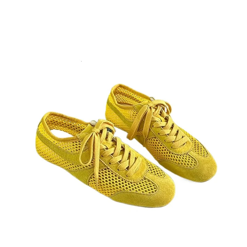German Training Shoes Women Summertime Flat Laceup Forrest Gump Shoes Women Genuine Leather Mesh Ventilation Sneakers 250929