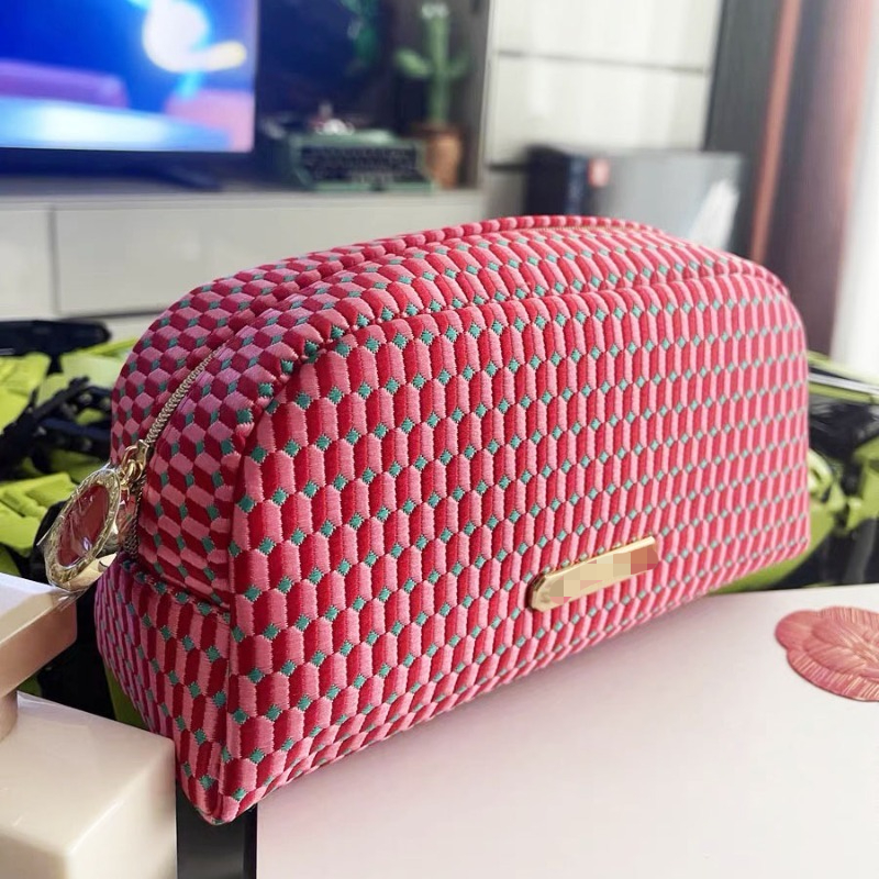 Travel Storage Toilet Rose Pink Fabric Women's Cosmetic Bag
