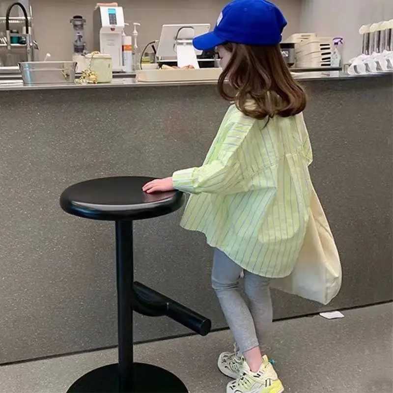 Childrens Shirt Sunscreen Jacket 2025 New Western Style Striped Shirt Boys and Girls Long Sleeve Versatile Cotton Top Coat C251007