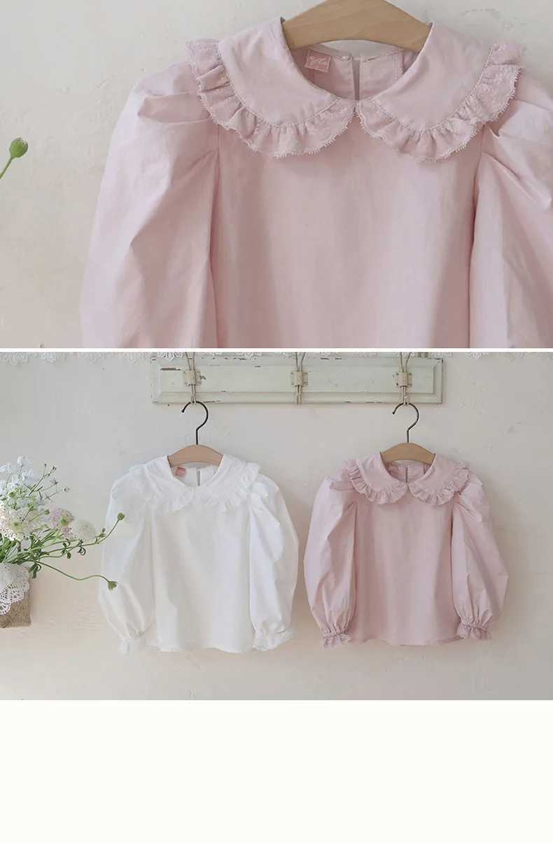 Kids Blouse for Girls 2024 Baby Girls Lace Doll Long Sleeve Shirt Princess Shirts Blouse White Blouse C251007