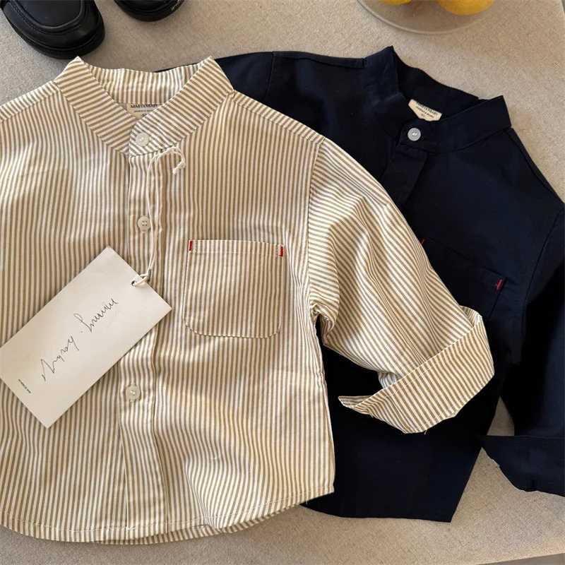 Baby Boys Blouses Toddler Striped Blouse Kids LongSleeved Top Girls Lapel Pocket Shirts 2025 Spring Autumn Childrens Clothing C251007