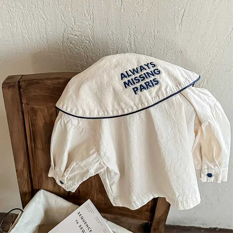 Spring Korean Style Baby Girls Cute Blouses Letters Printed Long Sleeve Loose Tops Children Casual Shirts C251007