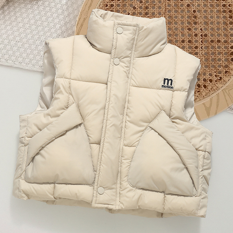 Designer Kids Clothing 2025 Kids Quilted Vest with Stand Collar, 2025 Winter Thickened Thermal Cotton Padded Sleeveless Jacket for Boys and Girls Free