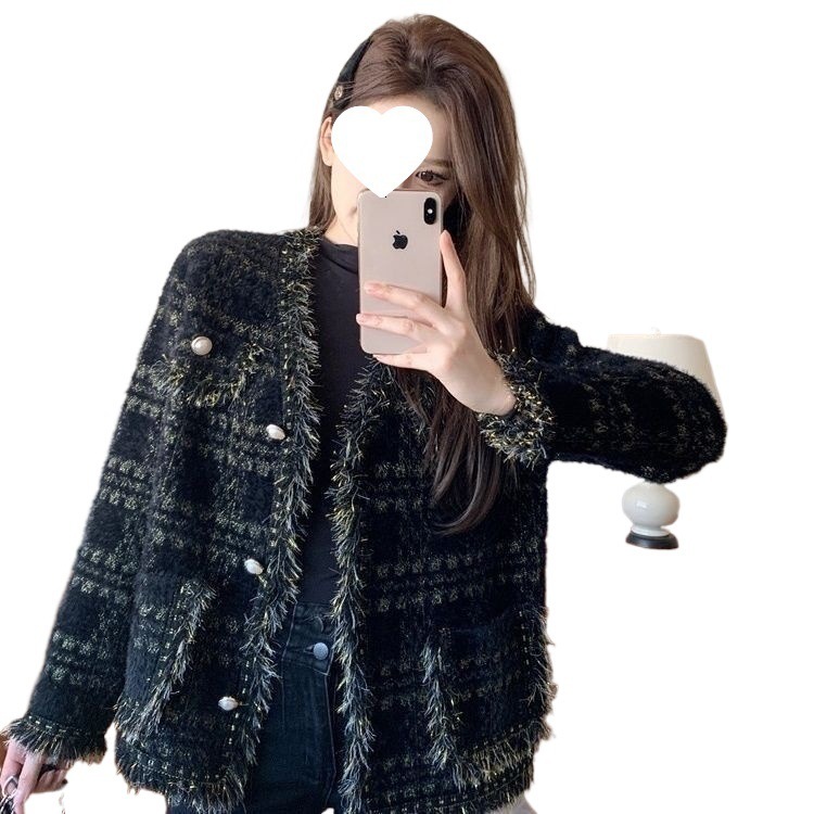 2025 plus size casual designer jacket fashionable coarse fur short jacket design style loose women's cardigan jacket autumn and winter new luxury