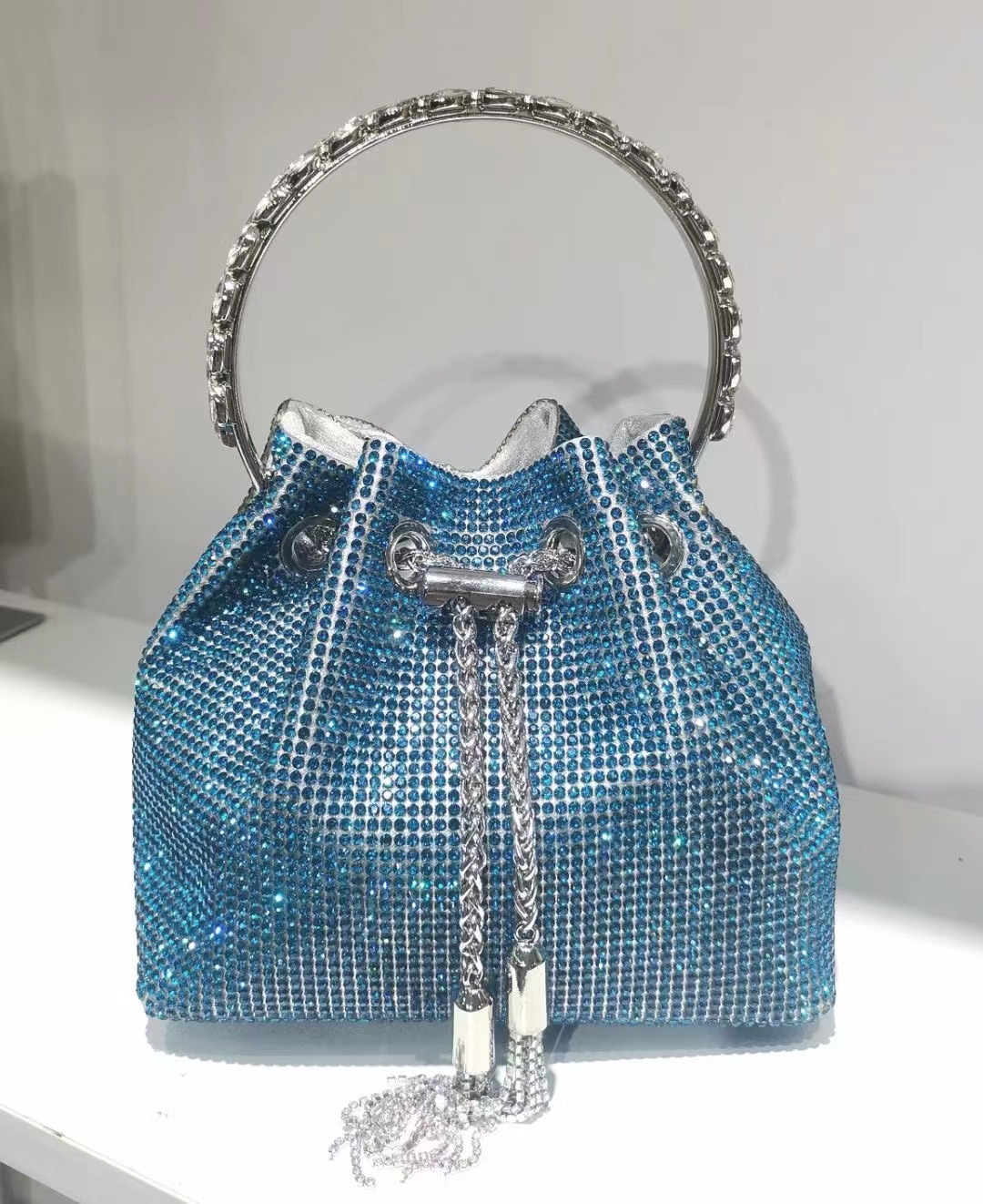 Luxury Bag Designer Bag Cross-border Rhinestone High-end Evening Handbag 2024 New Acrylic Women's Bag Fashion Inlaid Diamond Chain Bag Shoulder B
