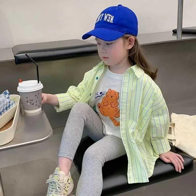 Childrens Shirt Sunscreen Jacket 2025 New Western Style Striped Shirt Boys and Girls Long Sleeve Versatile Cotton Top Coat C251007