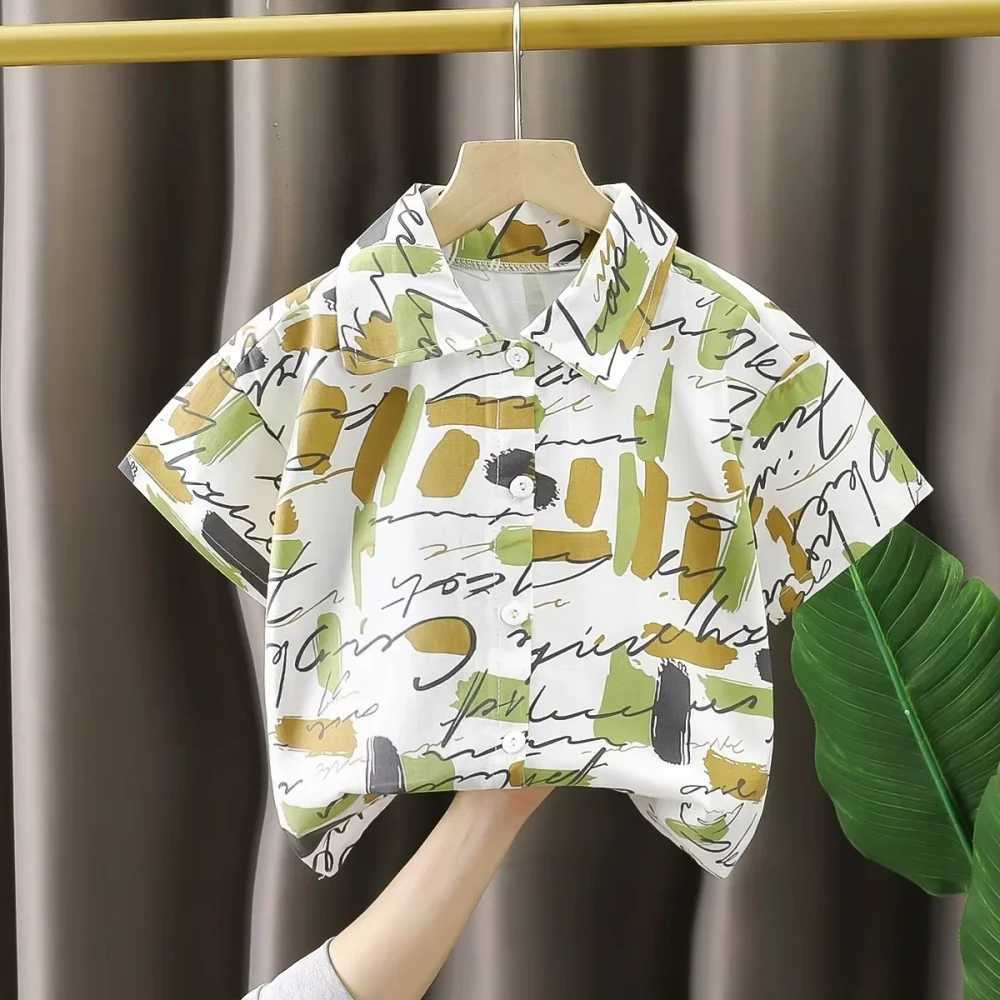Children Top Shirt for Boy Top Shirts Lapel Collar Shirts Short Sleeve Kids Clothes Summer Tops Fashion Casual Teen Girl Clothes C251007