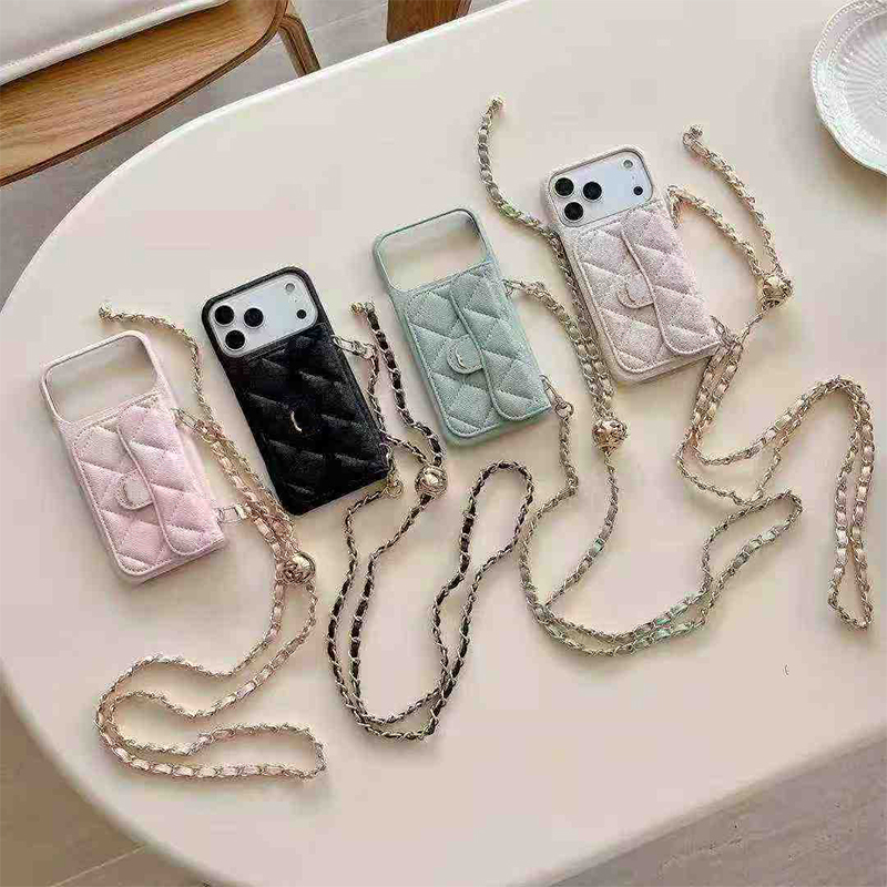 17 Pro Max Designer Phone Case Cross Body for IPhone 11 12 13 14 ProMax Fashion Leather Cases Luxury Chain Phones Cover Card Holder Coin Wallet 2025 a
