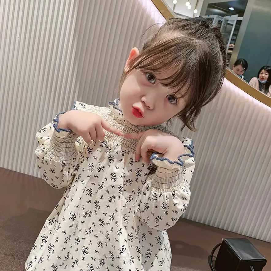 Childrens Shirts Floral Print Long Sleeve Doll Children Shirts Girls Blouse Kids Clothes for 2 To 7 Years Toddler Girl Clothes C251007
