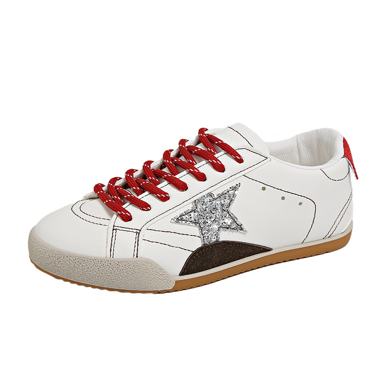 Fashion Street Photography Style New Star Pattern Design Versatile Breathable Skate Shoes Trend Color Block Casual Shoes Yellow Brown Pink Purple Size 35-40 Hot Sale