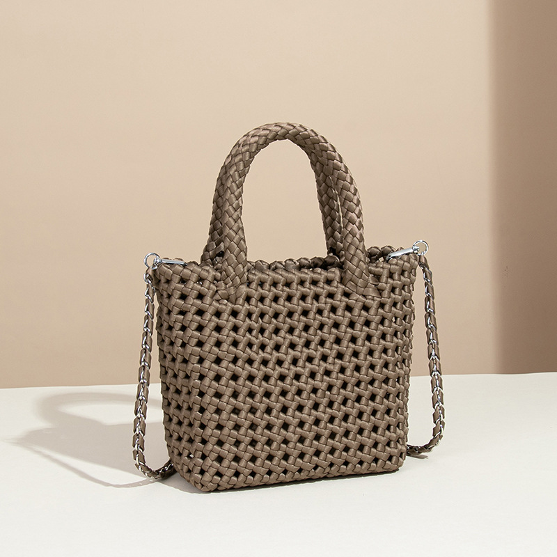 New Handmade Woven High-End Hollow Out Basket Handbag Tote Chain Crossbody Bag